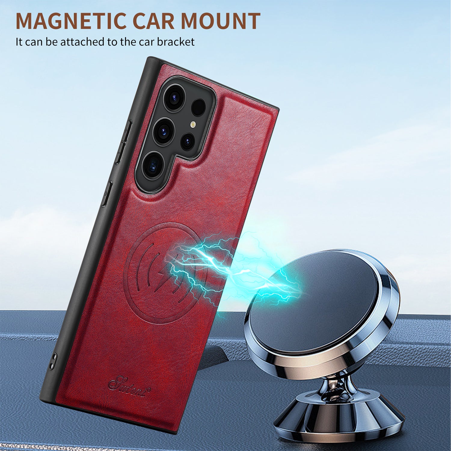 Samsung Galaxy S24 Ultra Magnetic PU Leather Wallet Card Slot Case Wireless Charging