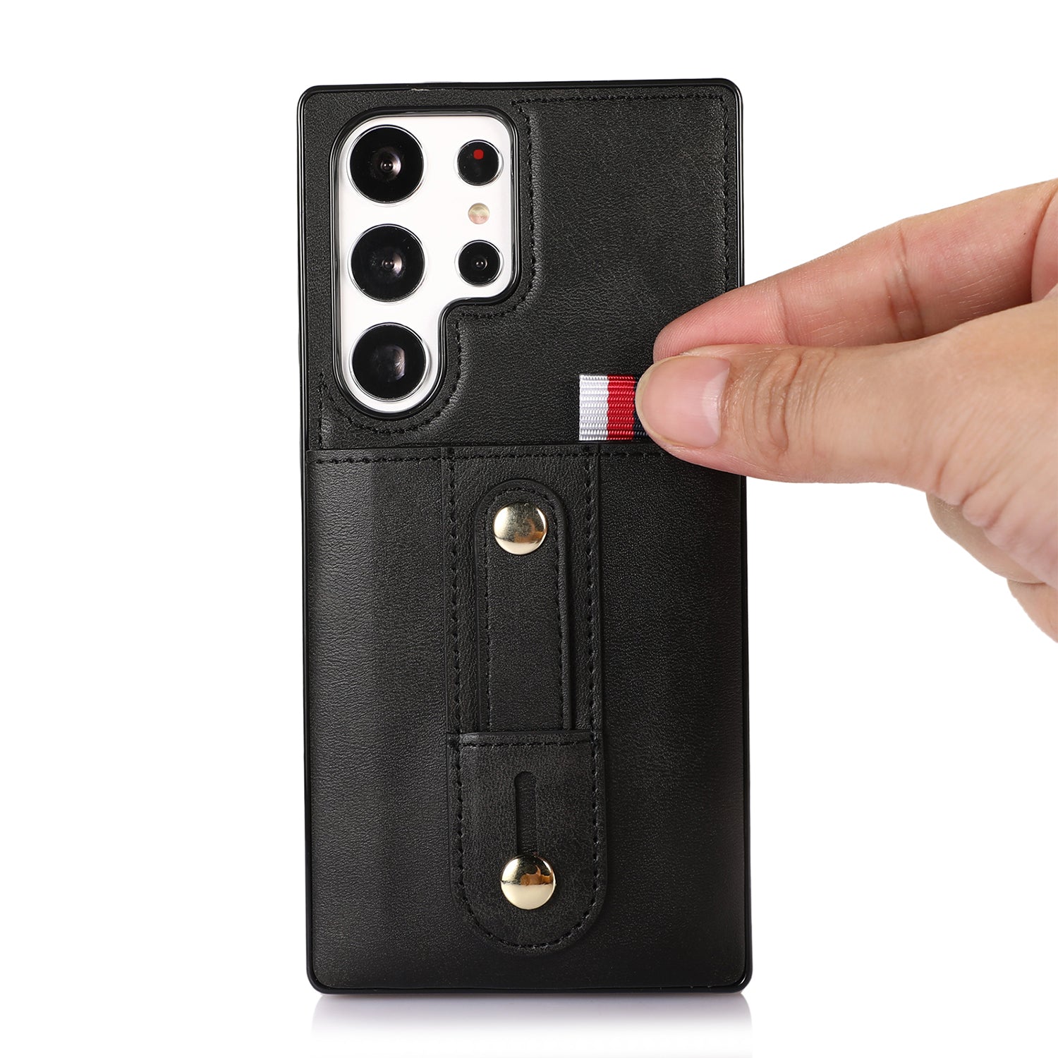 Samsung Galaxy S24 Ultra Shockproof，Anti-Fall Protective Case with Card Slots Ring Buckle Loop Strap Wallet Kickstand Cover