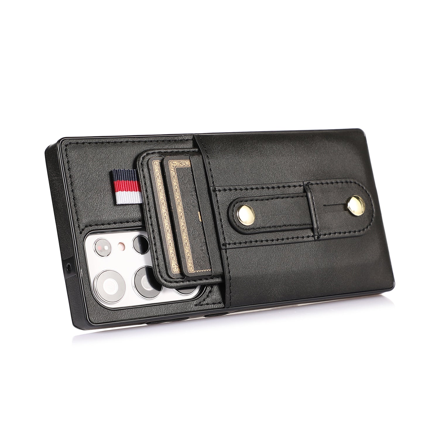 Samsung Galaxy S24 Ultra Shockproof，Anti-Fall Protective Case with Card Slots Ring Buckle Loop Strap Wallet Kickstand Cover