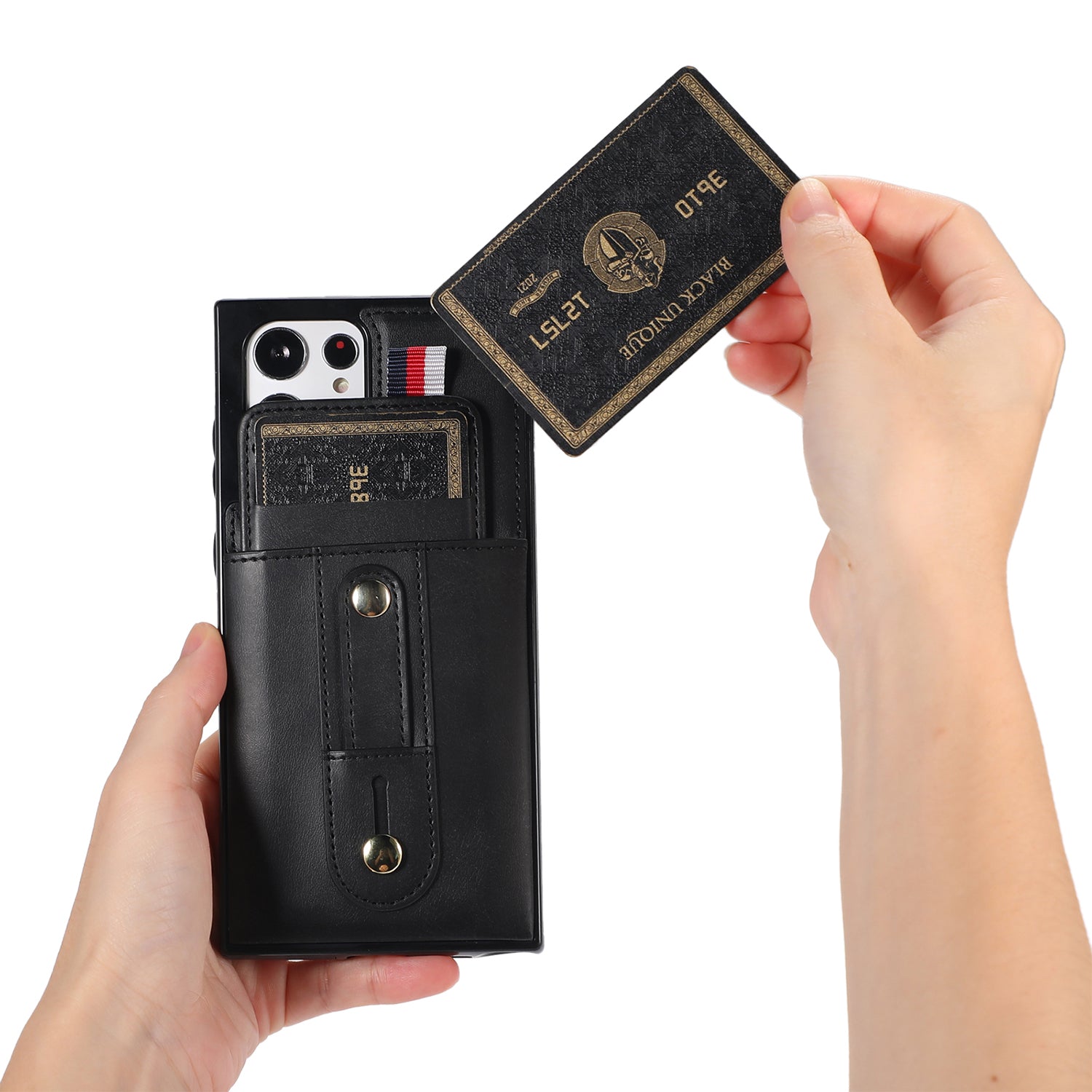 Samsung Galaxy S24 Ultra Shockproof，Anti-Fall Protective Case with Card Slots Ring Buckle Loop Strap Wallet Kickstand Cover