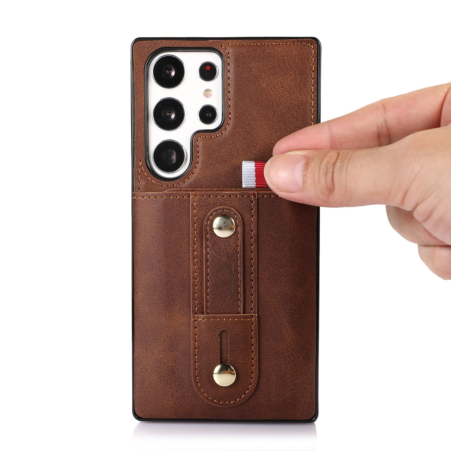 Samsung Galaxy S24 Ultra Shockproof，Anti-Fall Protective Case with Card Slots Ring Buckle Loop Strap Wallet Kickstand Cover