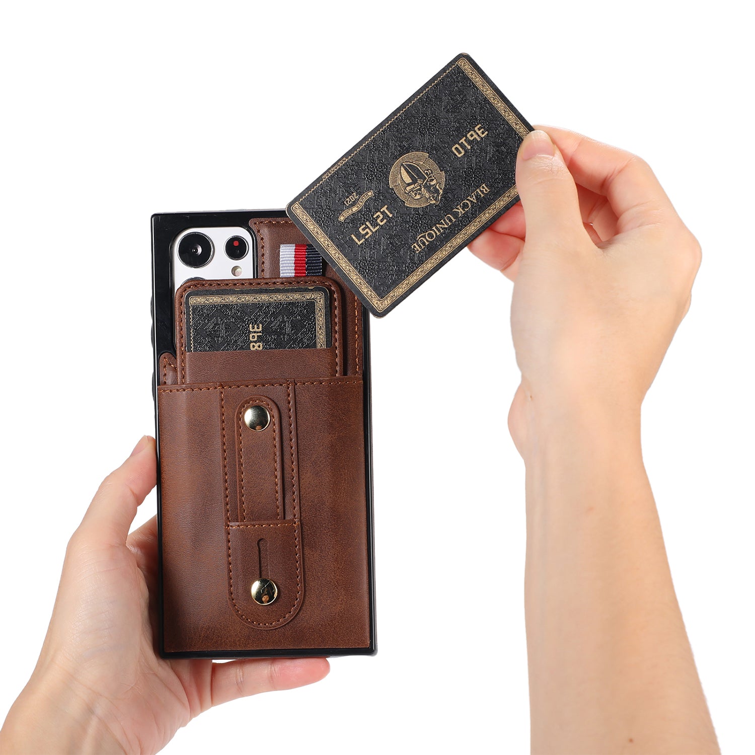 Samsung Galaxy S24 Ultra Shockproof，Anti-Fall Protective Case with Card Slots Ring Buckle Loop Strap Wallet Kickstand Cover