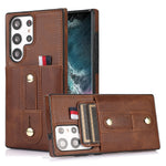 Samsung Galaxy S24 Ultra Shockproof，Anti-Fall Protective Case with Card Slots Ring Buckle Loop Strap Wallet Kickstand Cover