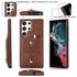 Samsung Galaxy S24 Ultra Shockproof，Anti-Fall Protective Case with Card Slots Ring Buckle Loop Strap Wallet Kickstand Cover