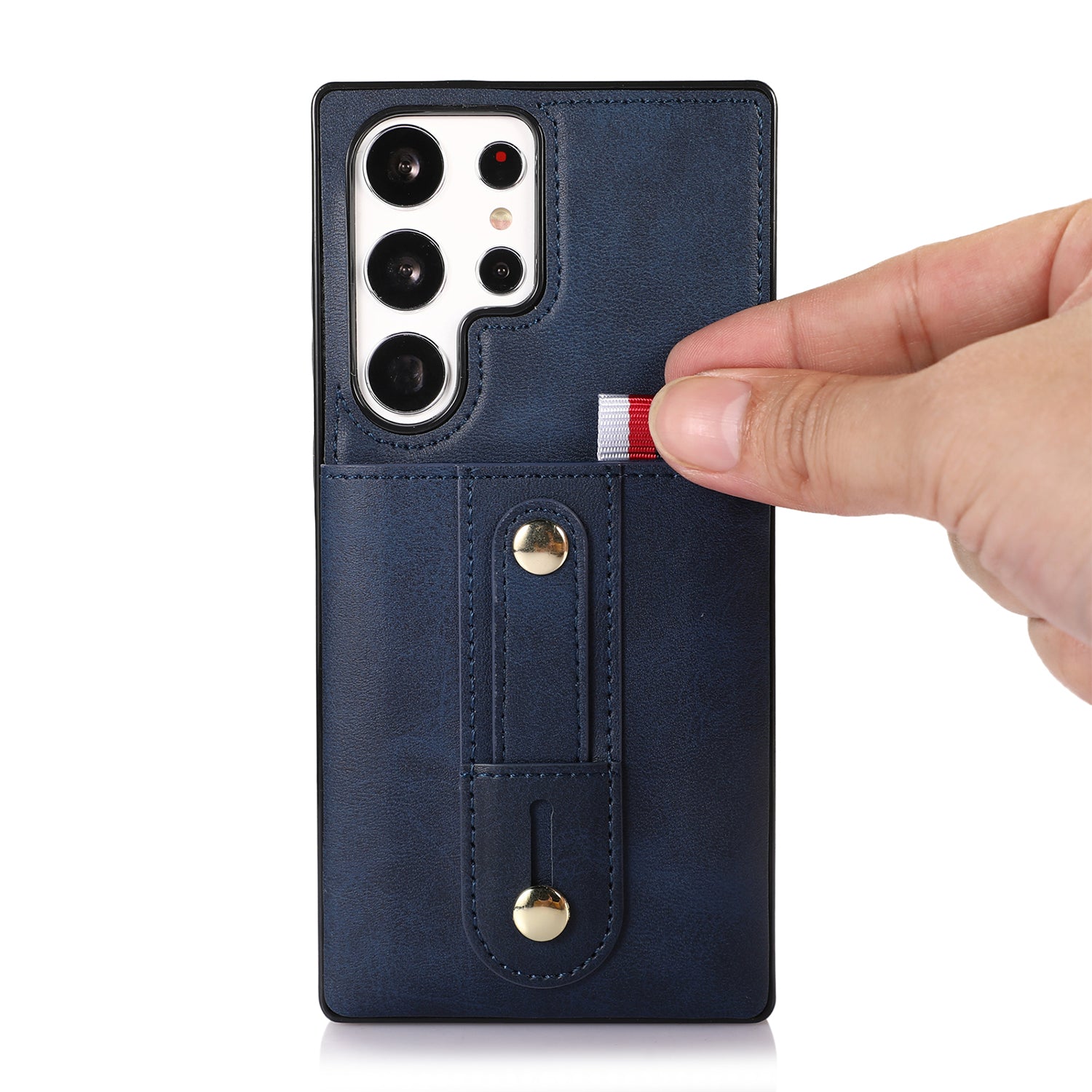 Samsung Galaxy S24 Ultra Shockproof，Anti-Fall Protective Case with Card Slots Ring Buckle Loop Strap Wallet Kickstand Cover
