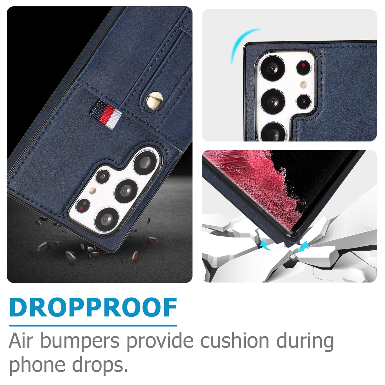 Samsung Galaxy S24 Ultra Shockproof，Anti-Fall Protective Case with Card Slots Ring Buckle Loop Strap Wallet Kickstand Cover