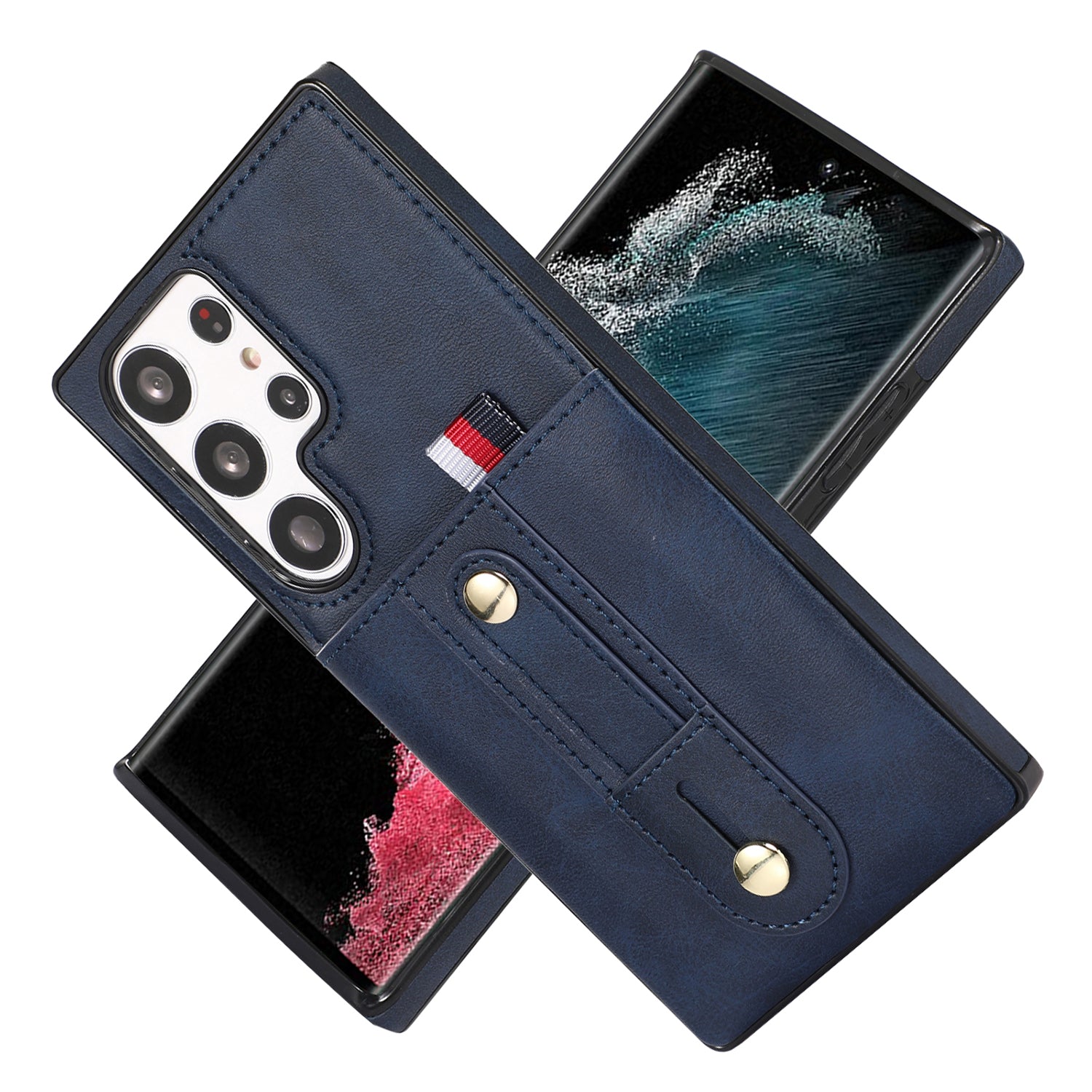Samsung Galaxy S24 Ultra Shockproof，Anti-Fall Protective Case with Card Slots Ring Buckle Loop Strap Wallet Kickstand Cover