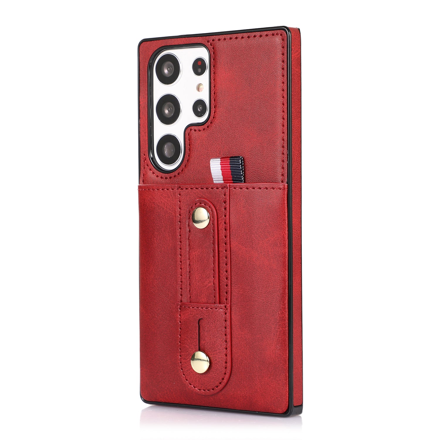 Samsung Galaxy S24 Ultra Shockproof，Anti-Fall Protective Case with Card Slots Ring Buckle Loop Strap Wallet Kickstand Cover