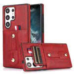 Samsung Galaxy S24 Ultra Shockproof，Anti-Fall Protective Case with Card Slots Ring Buckle Loop Strap Wallet Kickstand Cover