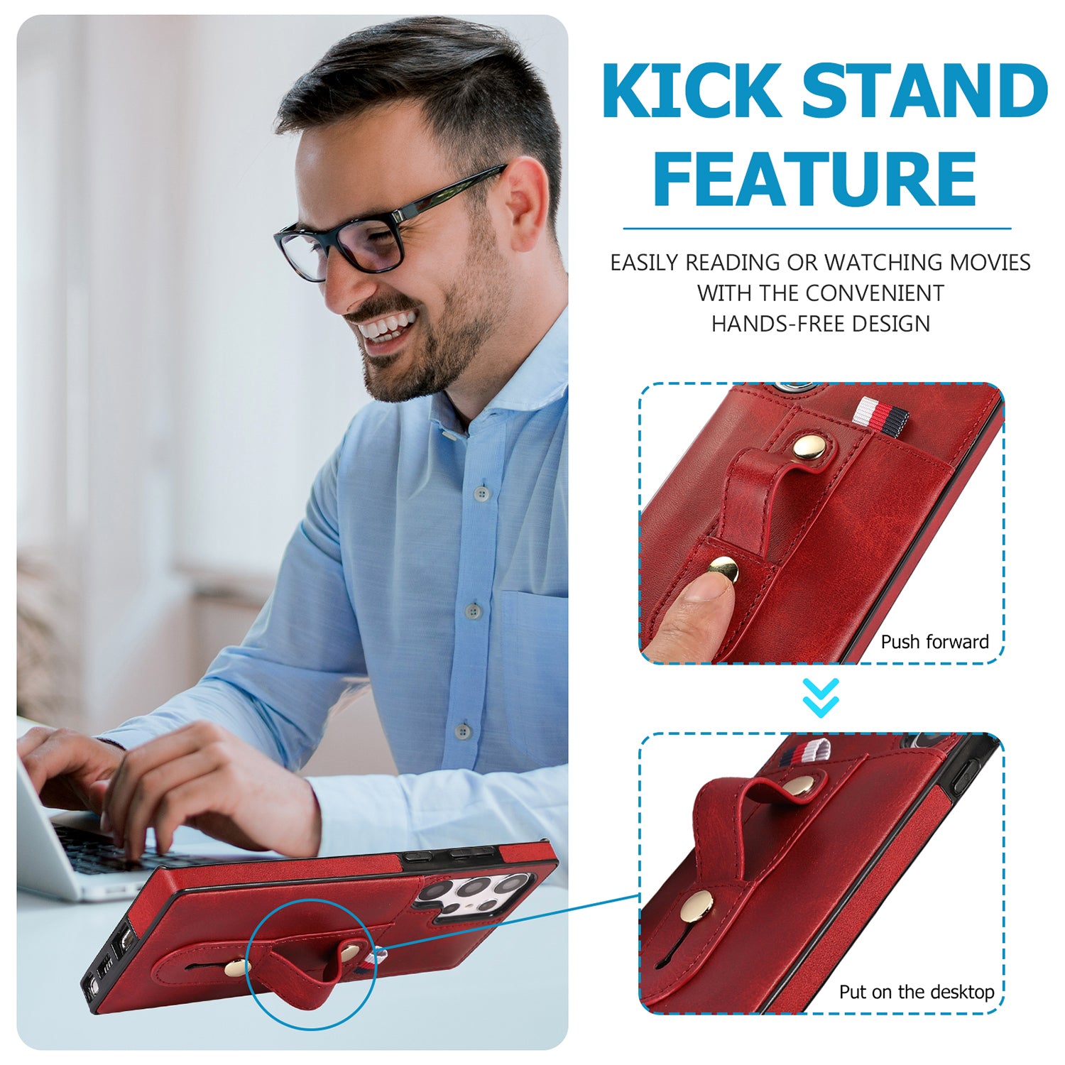 Samsung Galaxy S24 Ultra Shockproof，Anti-Fall Protective Case with Card Slots Ring Buckle Loop Strap Wallet Kickstand Cover