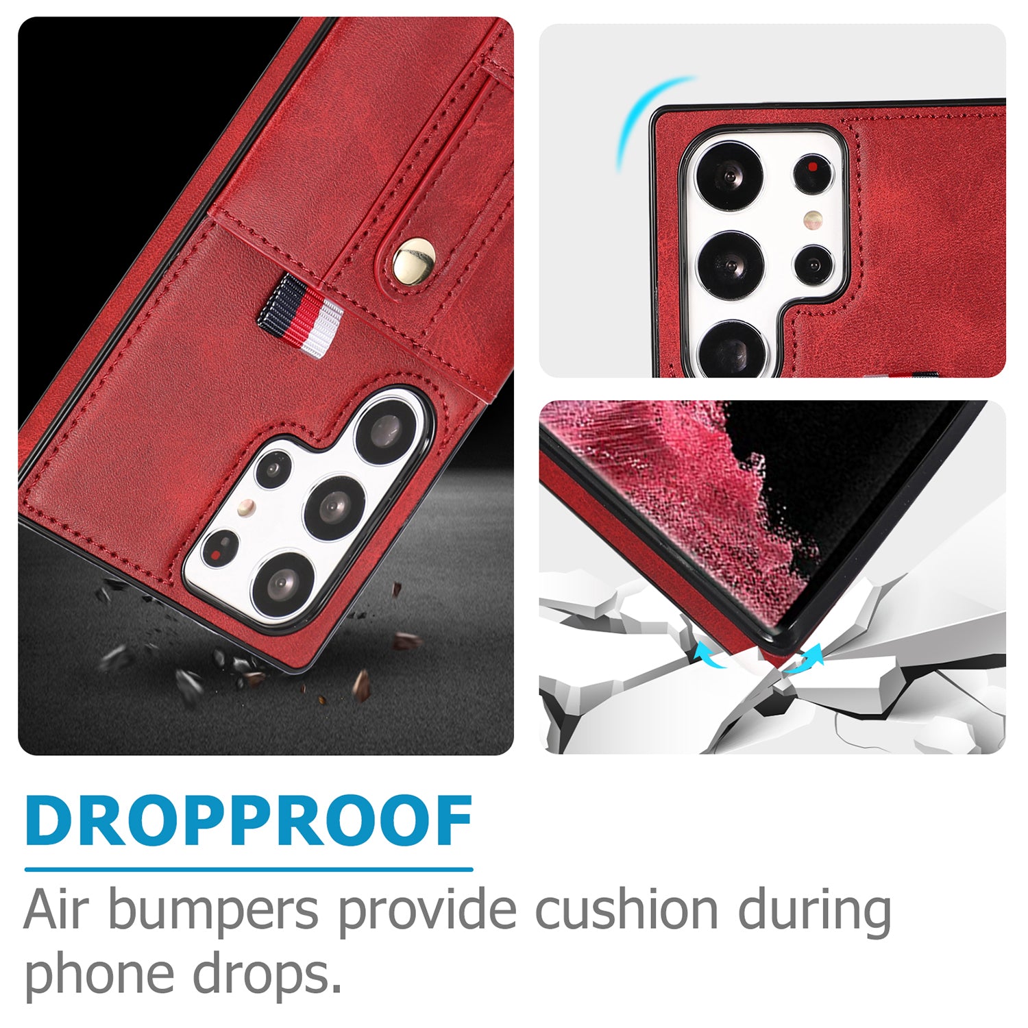Samsung Galaxy S24 Ultra Shockproof，Anti-Fall Protective Case with Card Slots Ring Buckle Loop Strap Wallet Kickstand Cover
