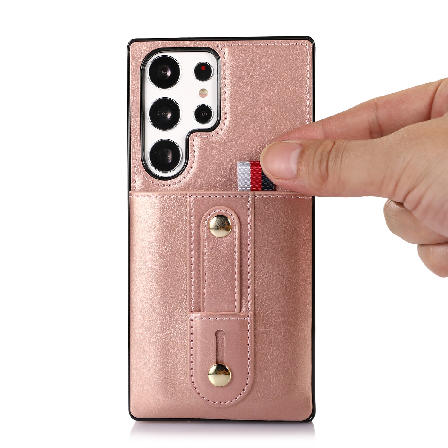 Samsung Galaxy S24 Ultra Shockproof，Anti-Fall Protective Case with Card Slots Ring Buckle Loop Strap Wallet Kickstand Cover