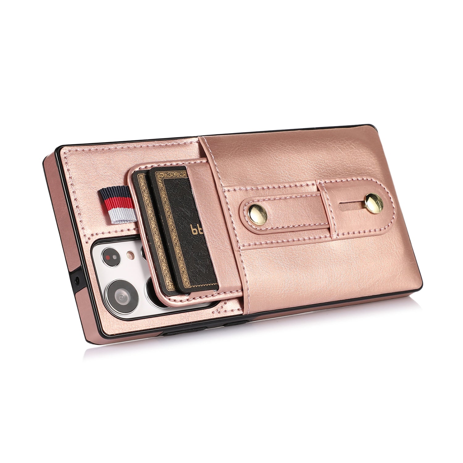 Samsung Galaxy S24 Ultra Shockproof，Anti-Fall Protective Case with Card Slots Ring Buckle Loop Strap Wallet Kickstand Cover