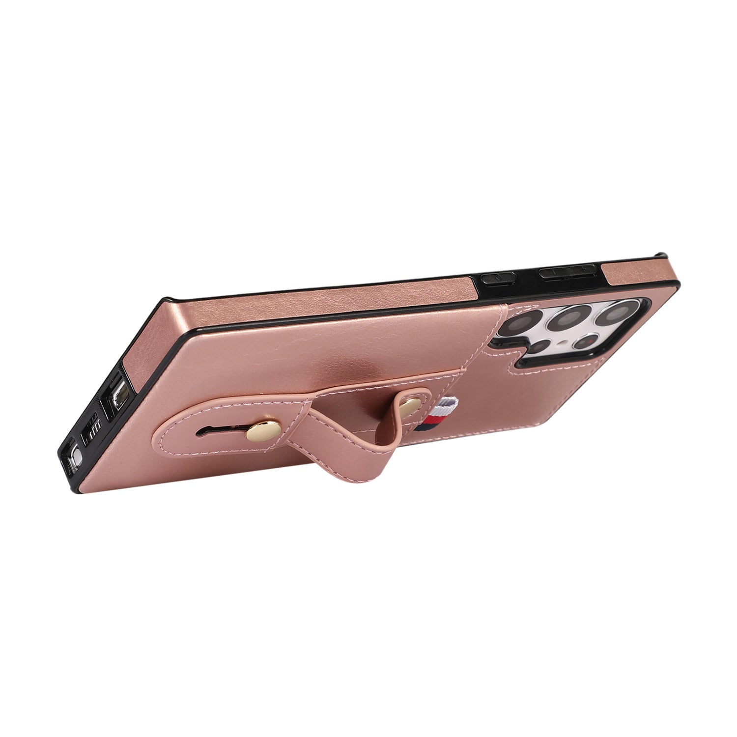 Samsung Galaxy S24 Ultra Shockproof，Anti-Fall Protective Case with Card Slots Ring Buckle Loop Strap Wallet Kickstand Cover