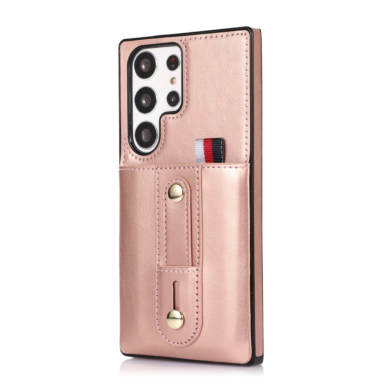 Samsung Galaxy S24 Ultra Shockproof，Anti-Fall Protective Case with Card Slots Ring Buckle Loop Strap Wallet Kickstand Cover
