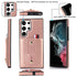 Samsung Galaxy S24 Ultra Shockproof，Anti-Fall Protective Case with Card Slots Ring Buckle Loop Strap Wallet Kickstand Cover