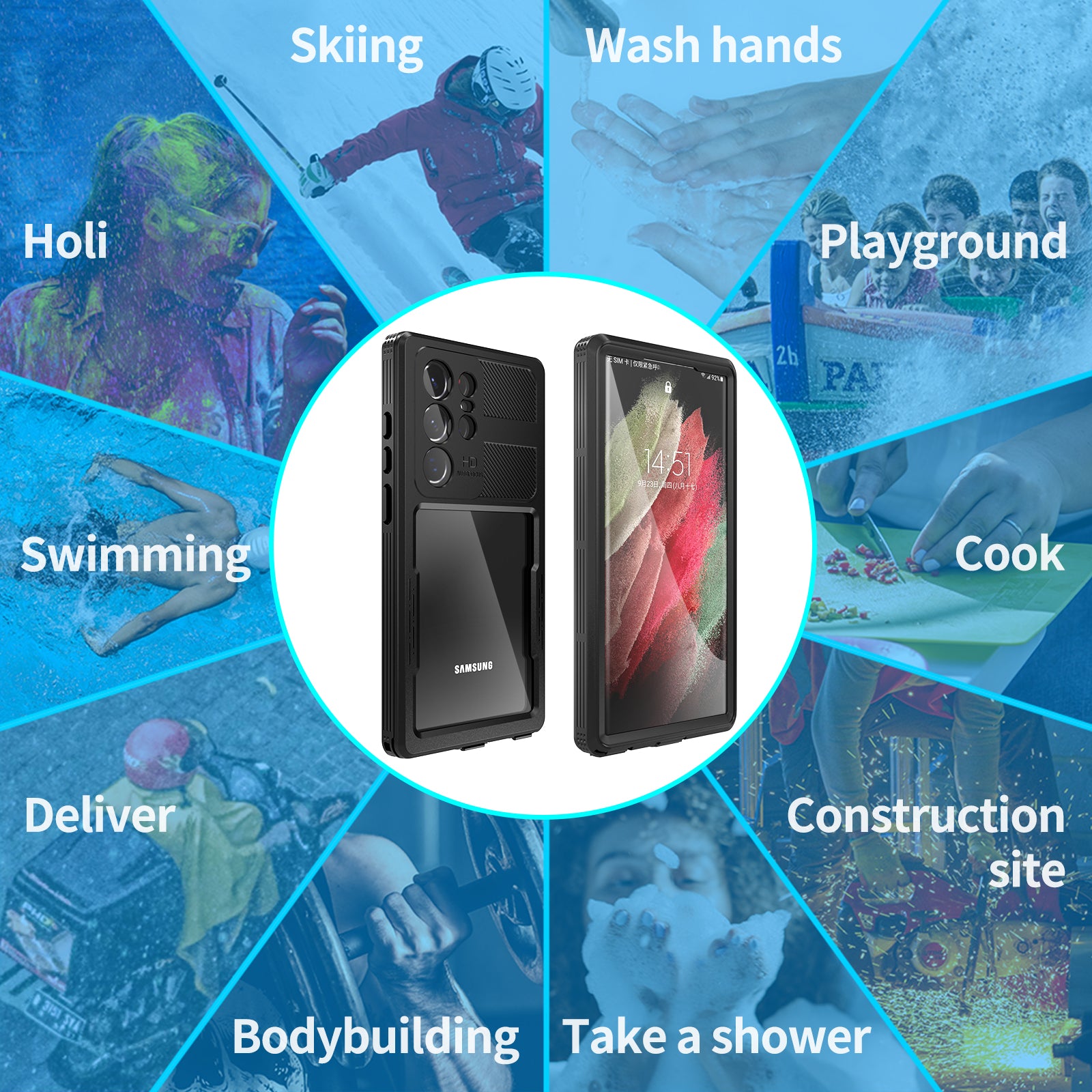 Samsung Galaxy S24 Ultra,360 Full Protective Waterproof Case With Built-in Screen Fingerprint Protector