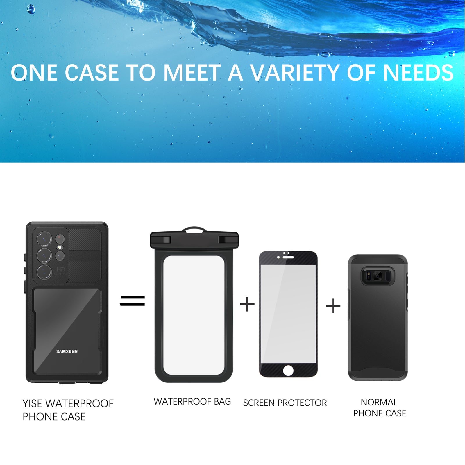 Samsung Galaxy S24 Ultra,360 Full Protective Waterproof Case With Built-in Screen Fingerprint Protector