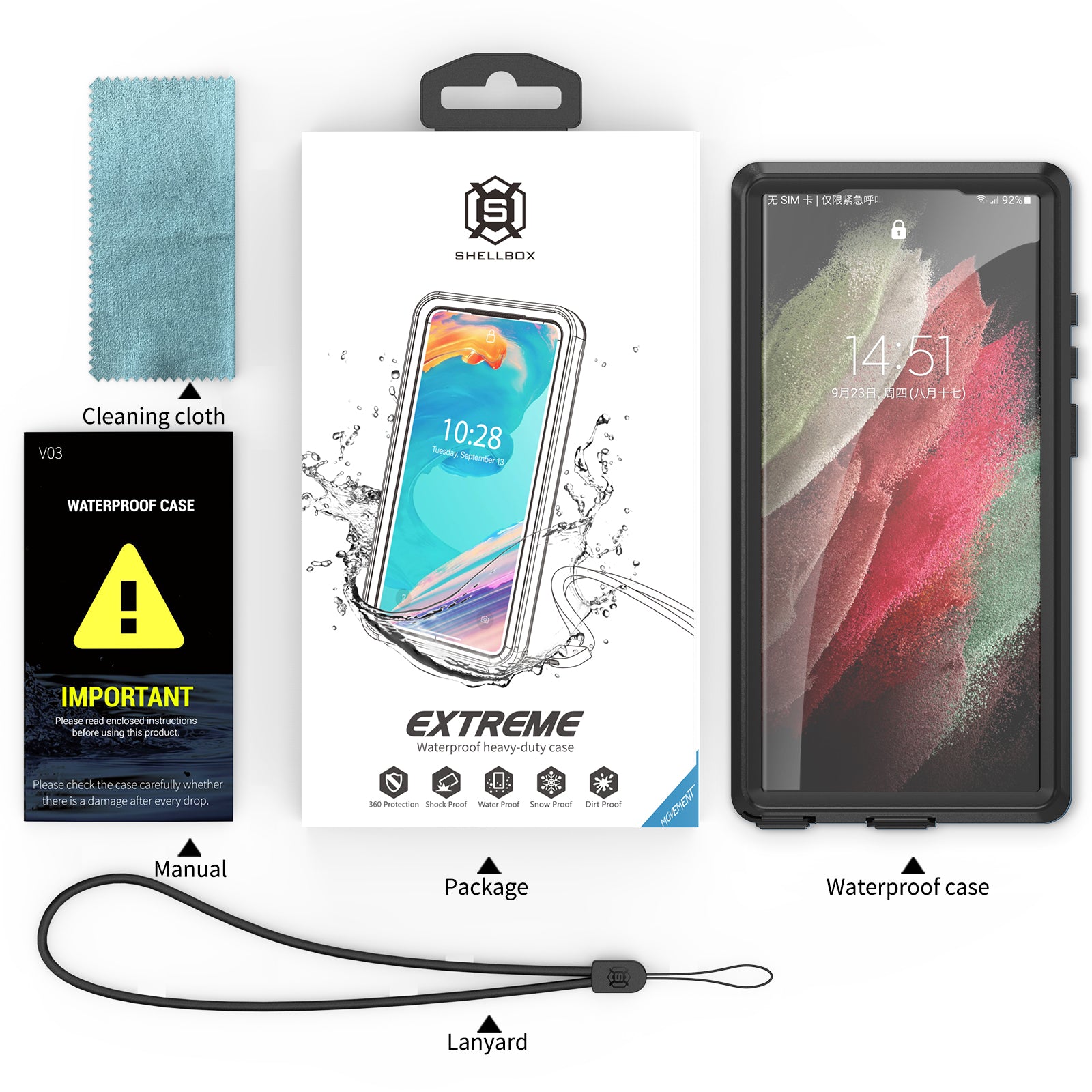 Samsung Galaxy S24 Ultra,360 Full Protective Waterproof Case With Built-in Screen Fingerprint Protector
