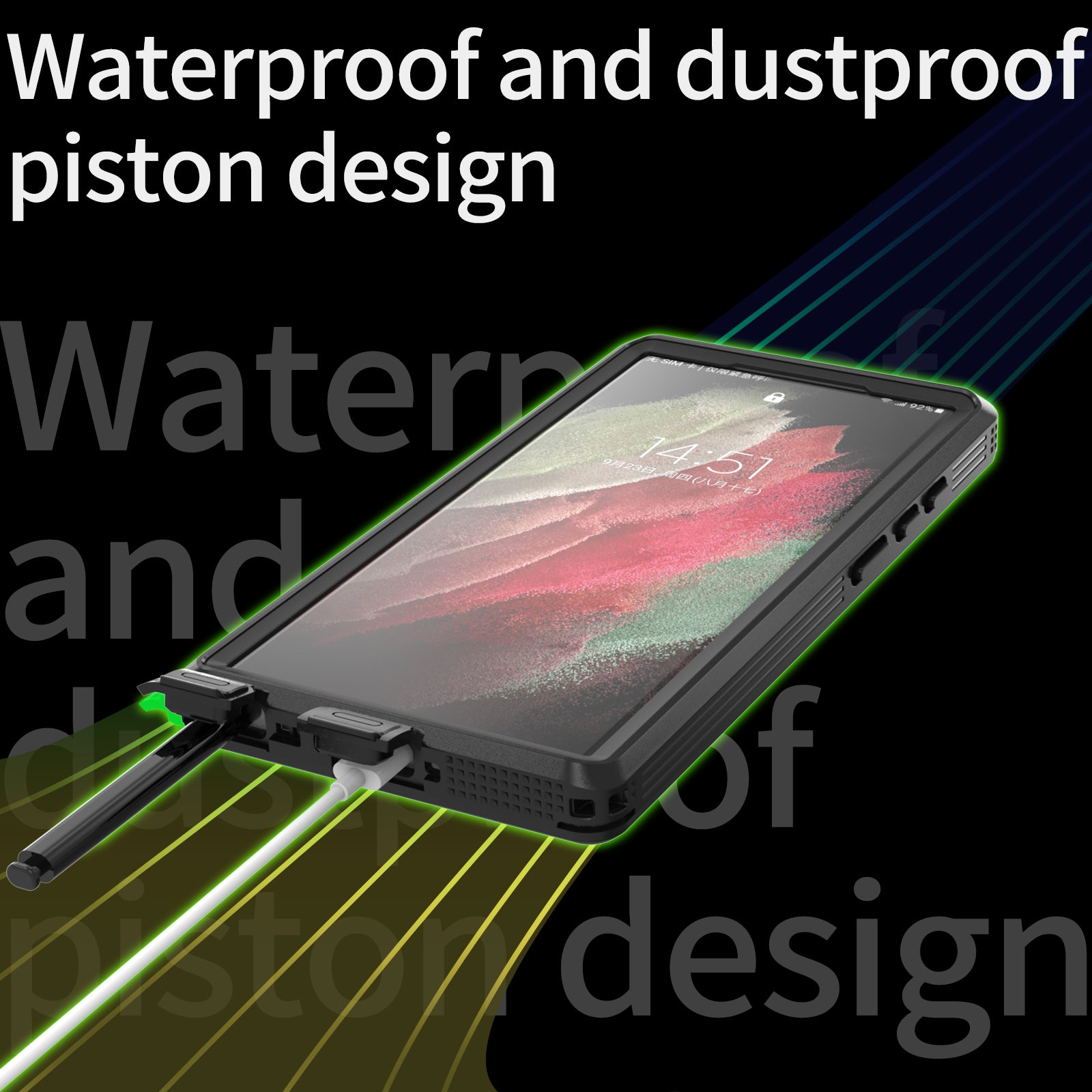 Samsung Galaxy S24 Ultra,360 Full Protective Waterproof Case With Built-in Screen Fingerprint Protector