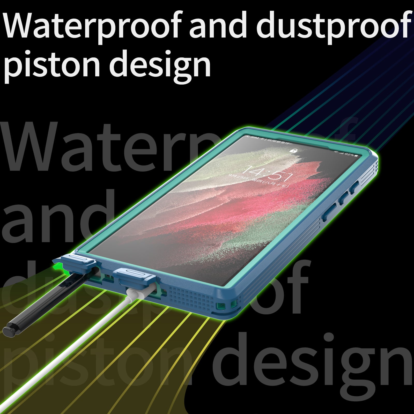 Samsung Galaxy S24 Ultra,360 Full Protective Waterproof Case With Built-in Screen Fingerprint Protector