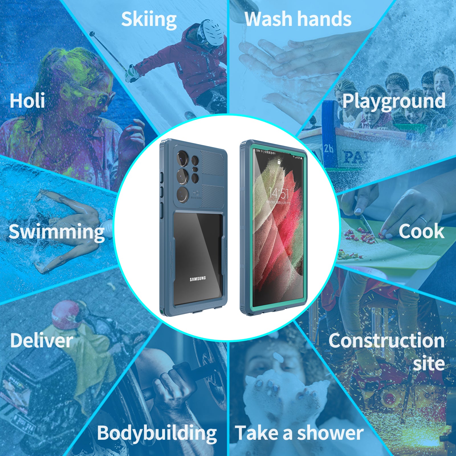 Samsung Galaxy S24 Ultra,360 Full Protective Waterproof Case With Built-in Screen Fingerprint Protector