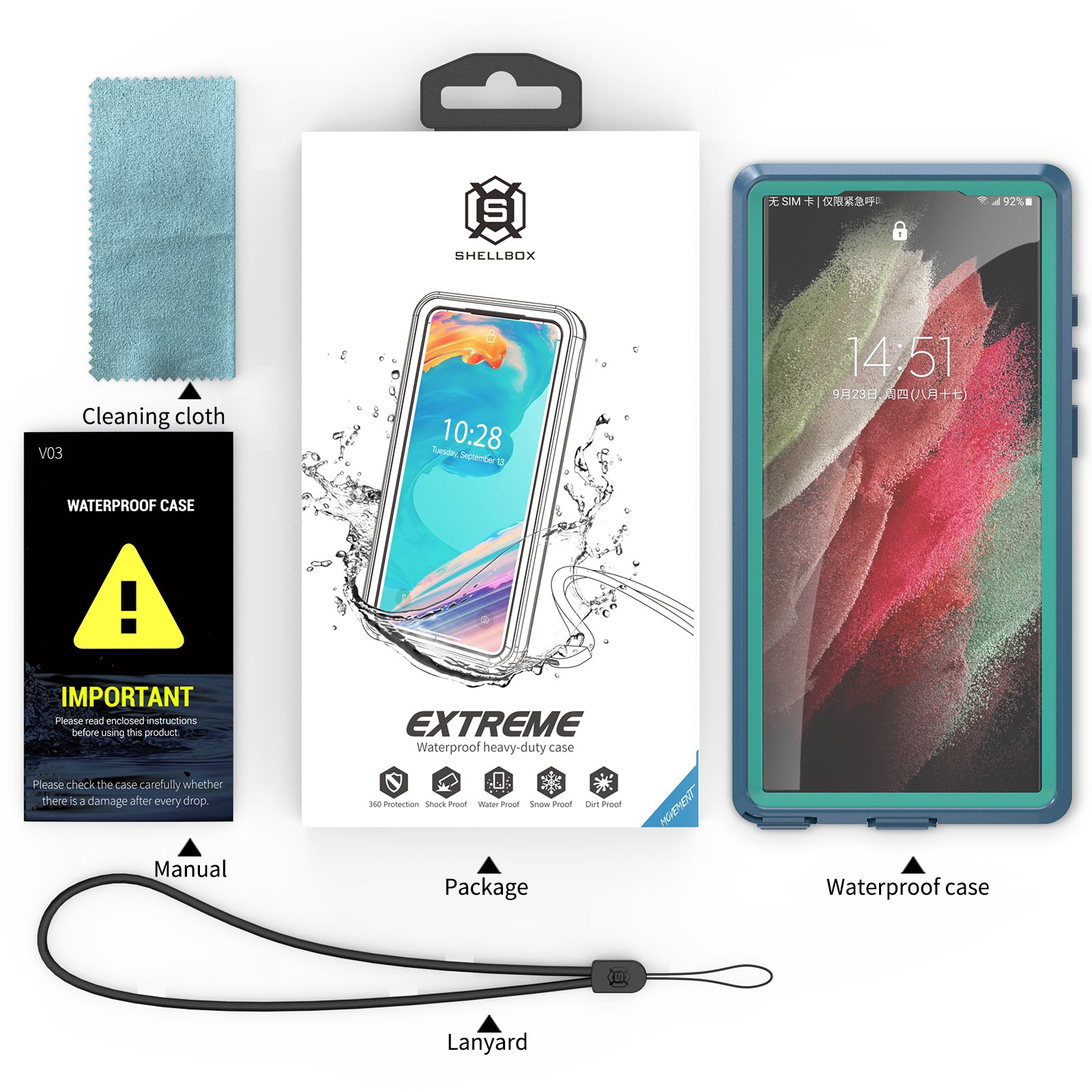 Samsung Galaxy S24 Ultra,360 Full Protective Waterproof Case With Built-in Screen Fingerprint Protector