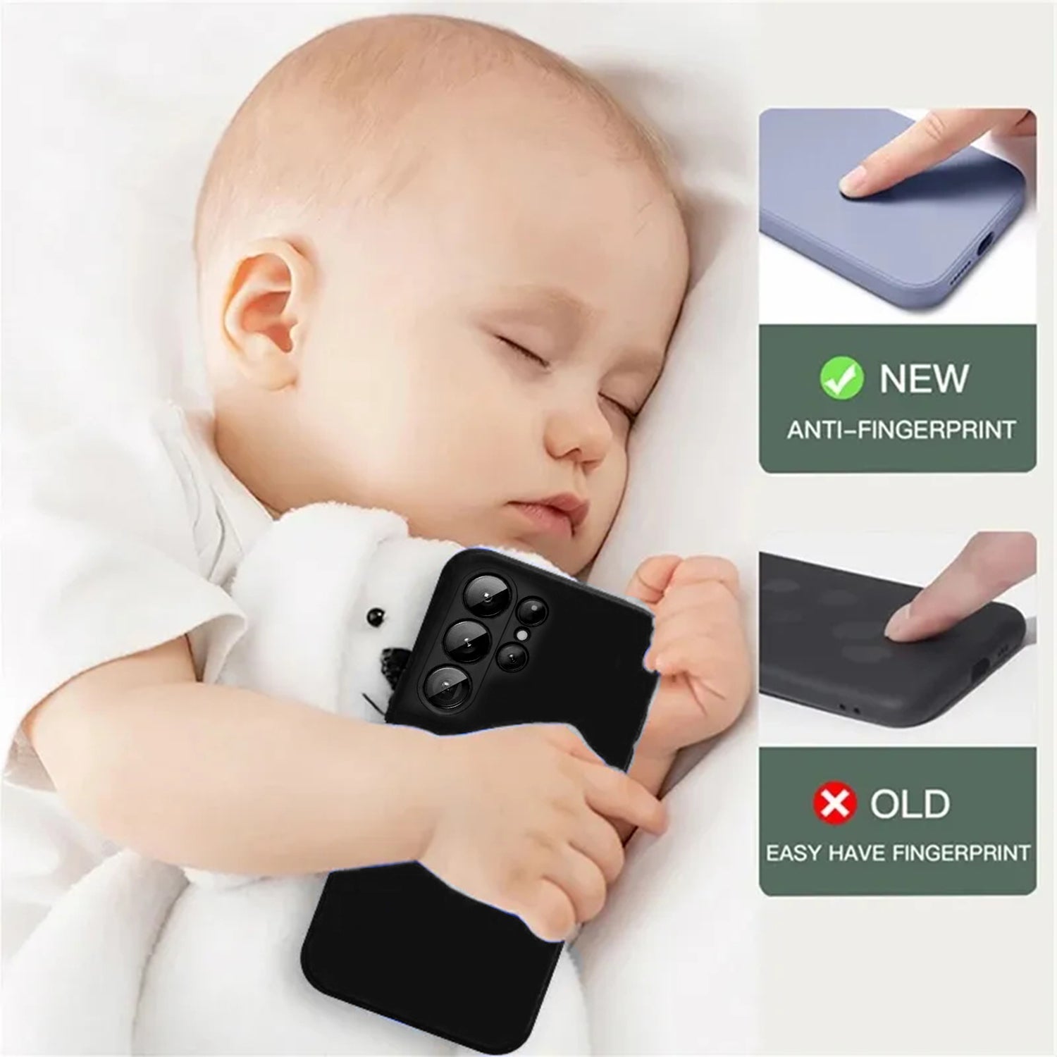 Samsung Galaxy S24 Ultra Soft Silicone Full Camera Protection&Anti-Scratch Microfiber