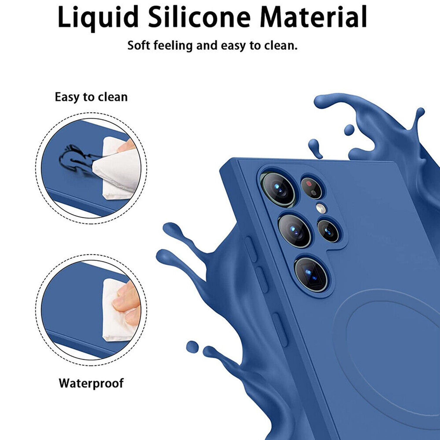 Samsung Galaxy S24 Ultra Liquid Silicone Case Cover Magnetic Attraction Wireless Charging