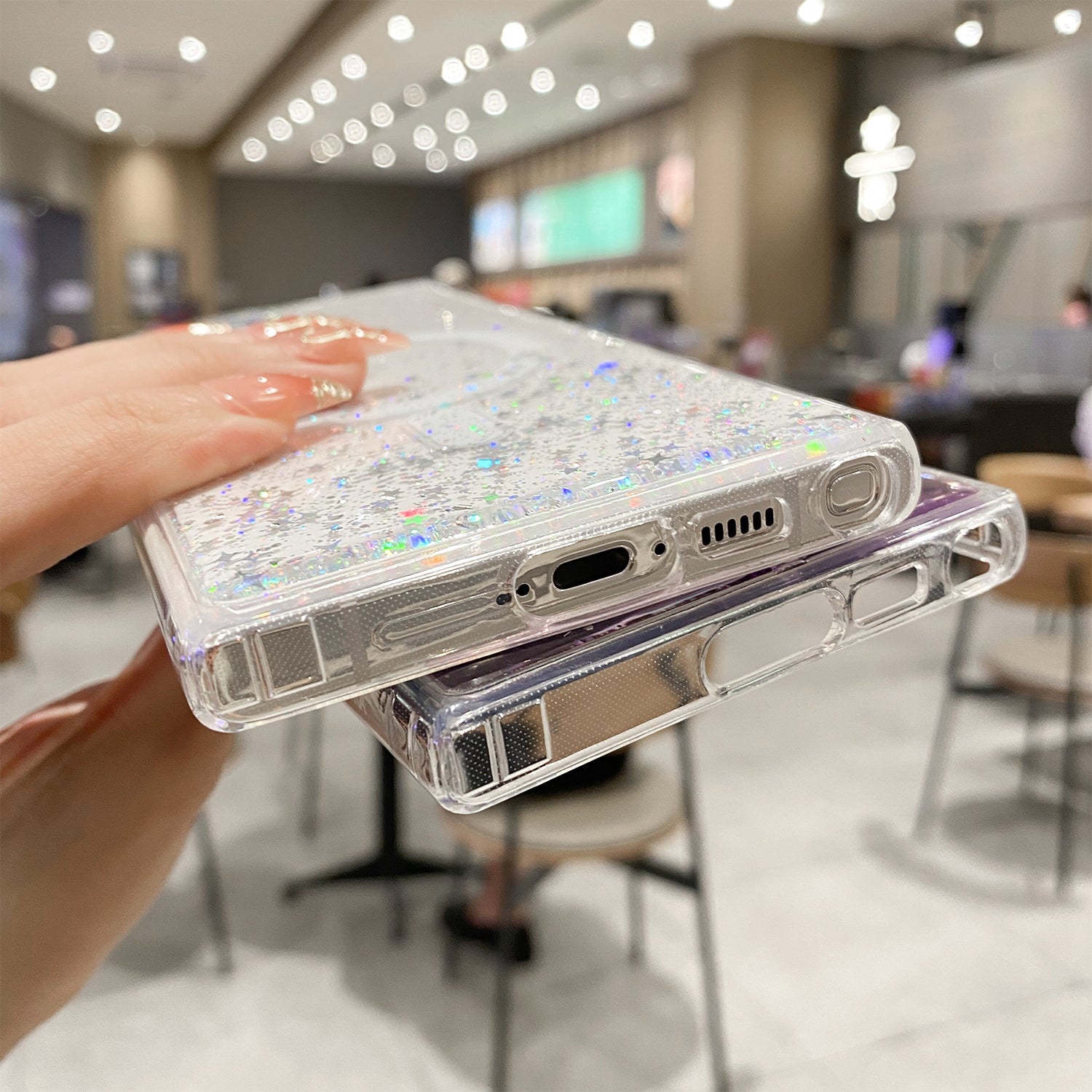 Samsung Galaxy S24 Ultra Luxury Sparkly Cover for , Clear Shockproof Silicone Bumper Case