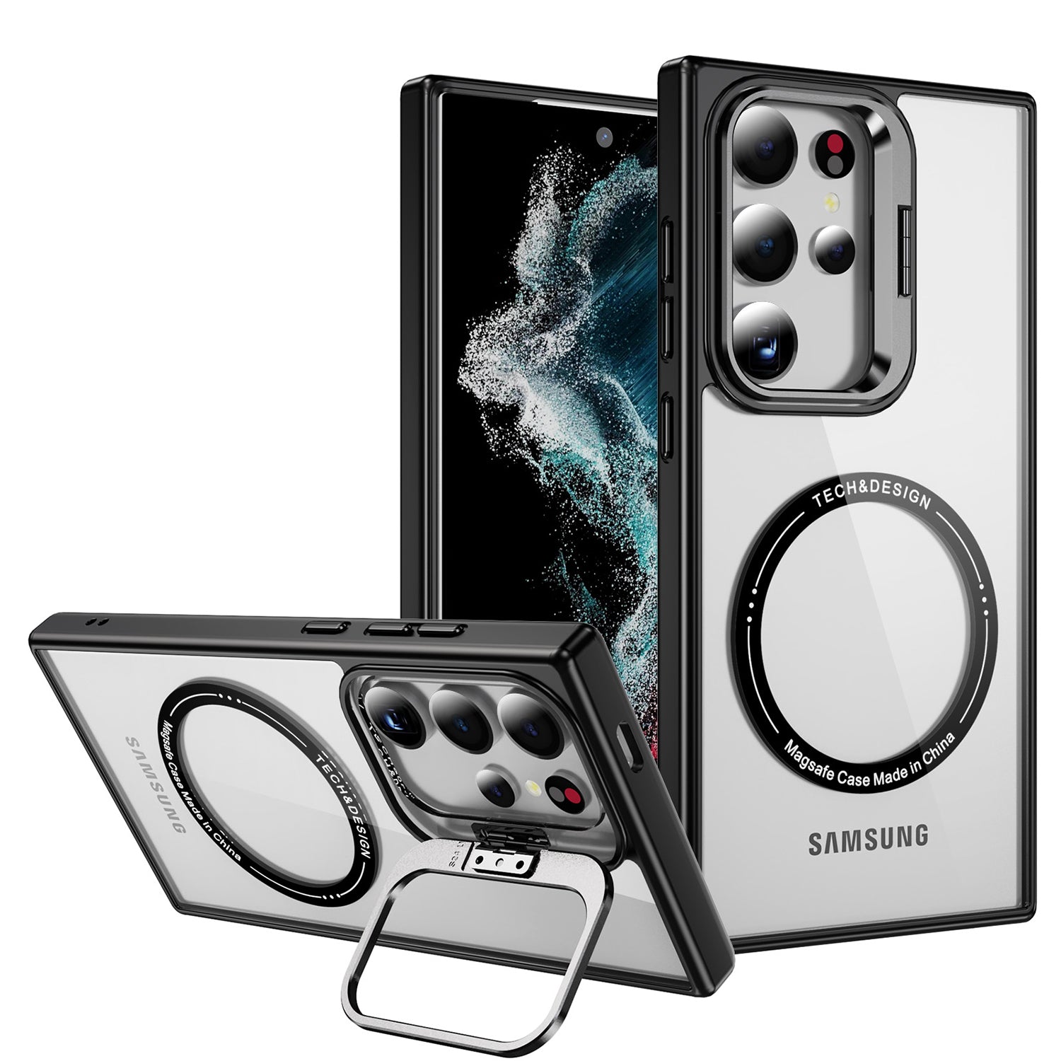 Samsung Galaxy S24 Ultra Rotating Metal Frame Magnetic Phone Case