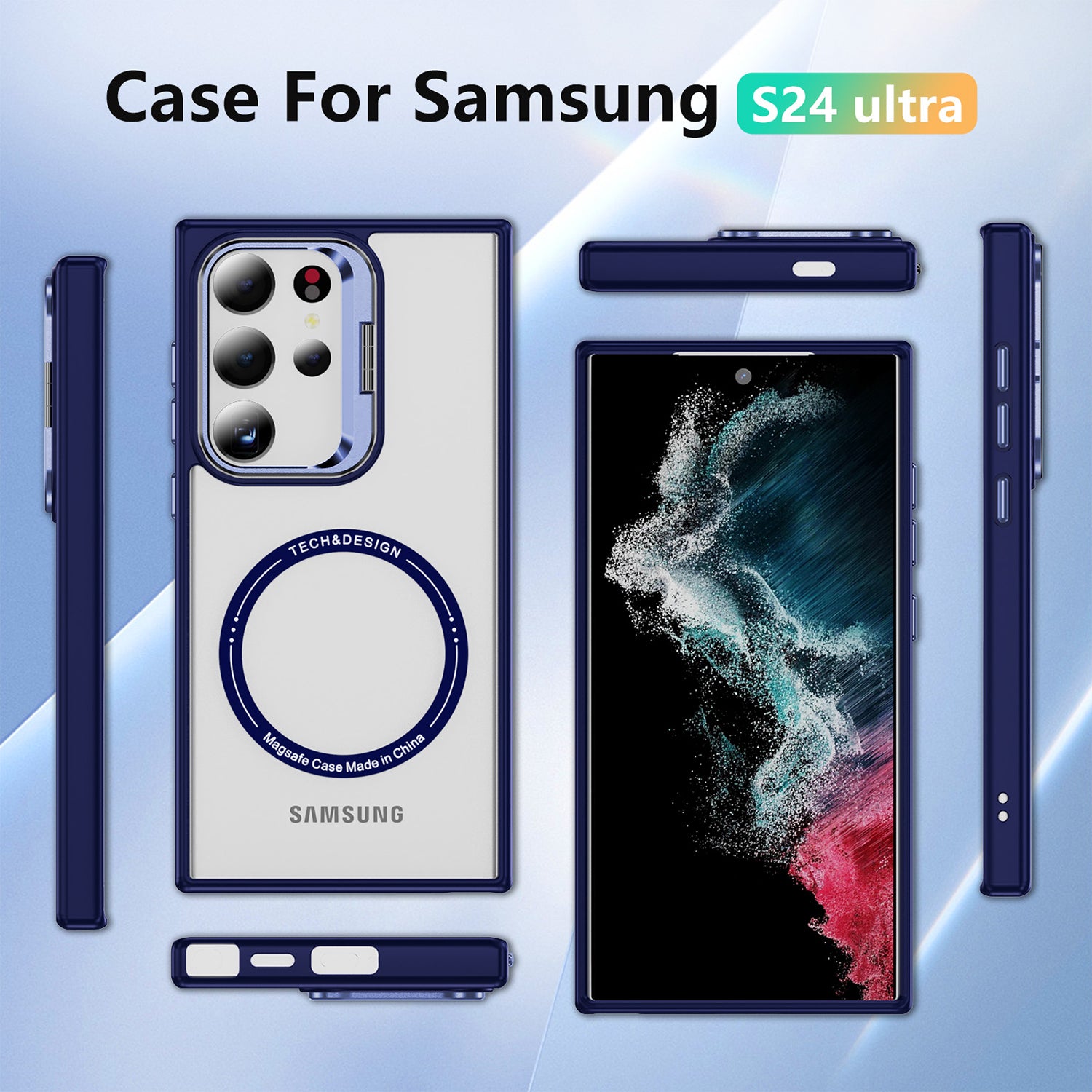 Samsung Galaxy S24 Ultra Rotating Metal Frame Magnetic Phone Case