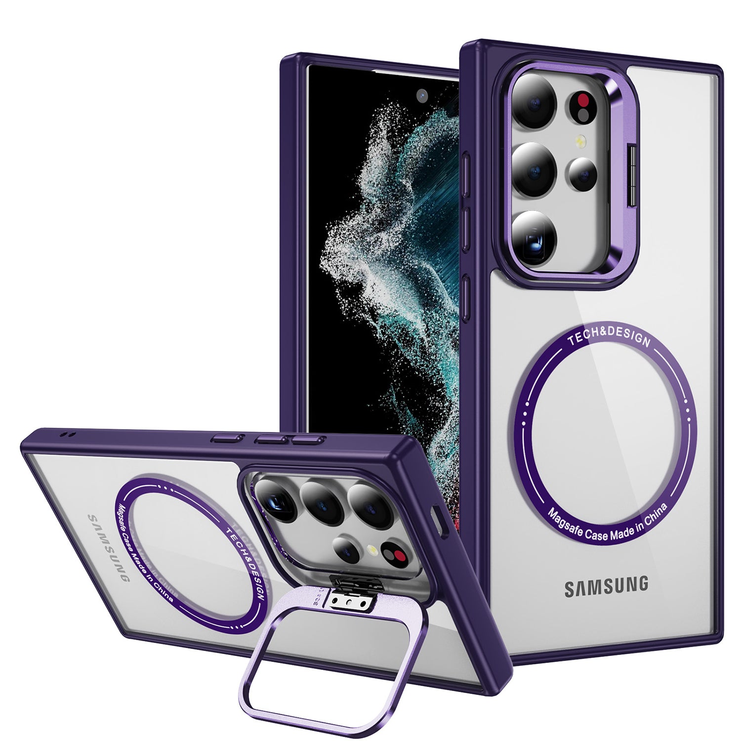 Samsung Galaxy S24 Ultra Rotating Metal Frame Magnetic Phone Case