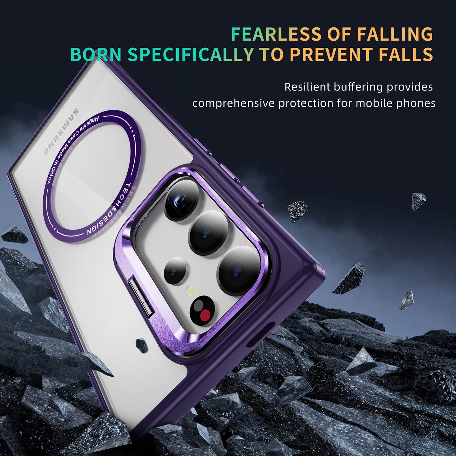 Samsung Galaxy S24 Ultra Rotating Metal Frame Magnetic Phone Case