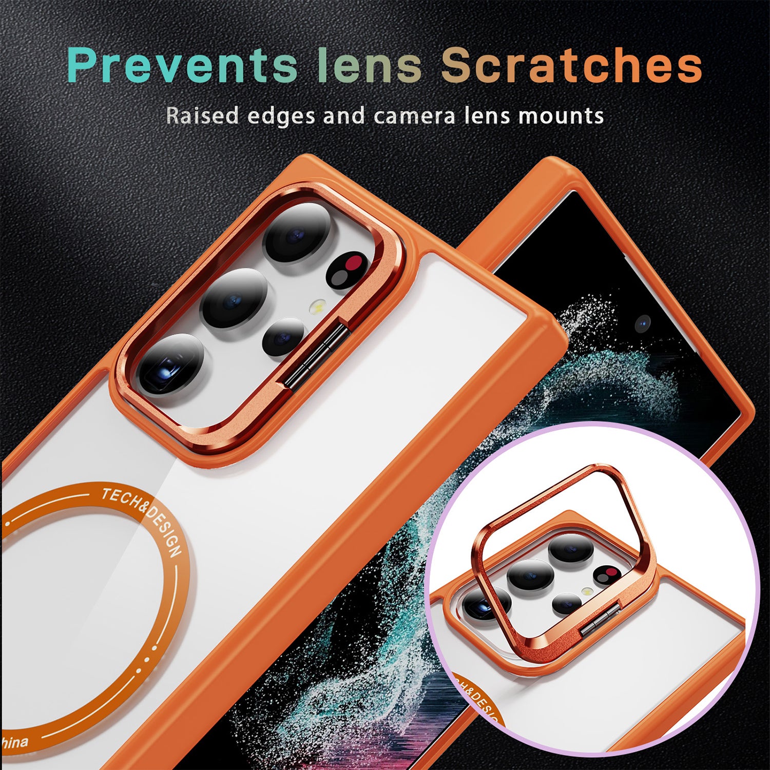 Samsung Galaxy S24 Ultra Rotating Metal Frame Magnetic Phone Case
