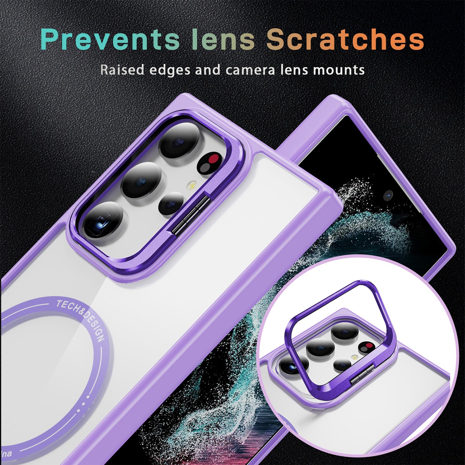 Samsung Galaxy S24 Ultra Rotating Metal Frame Magnetic Phone Case