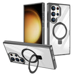 Samsung Galaxy S24 Ultra Transparent Magnetic Attraction Holder Mobile Phone Case