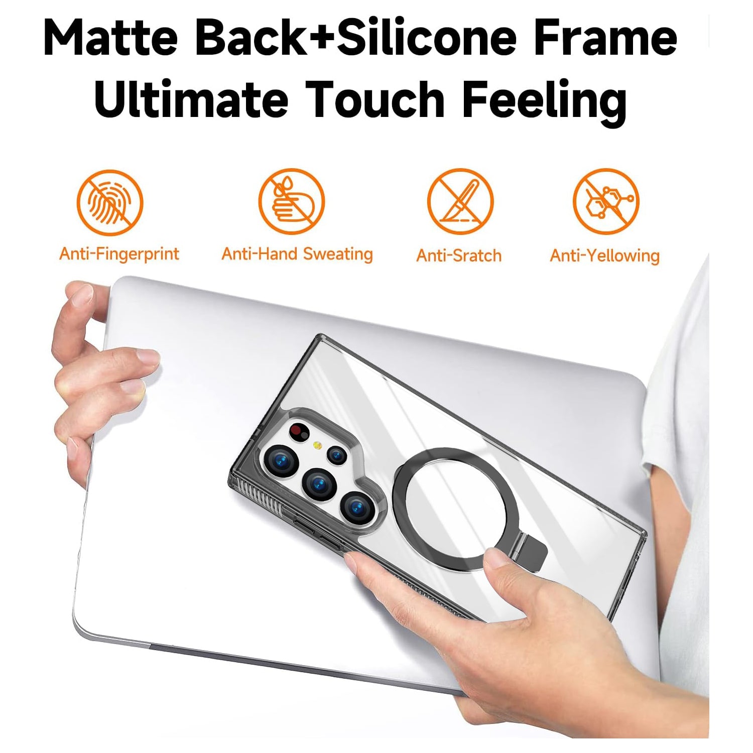Samsung Galaxy S24 Ultra Transparent Magnetic Attraction Holder Mobile Phone Case