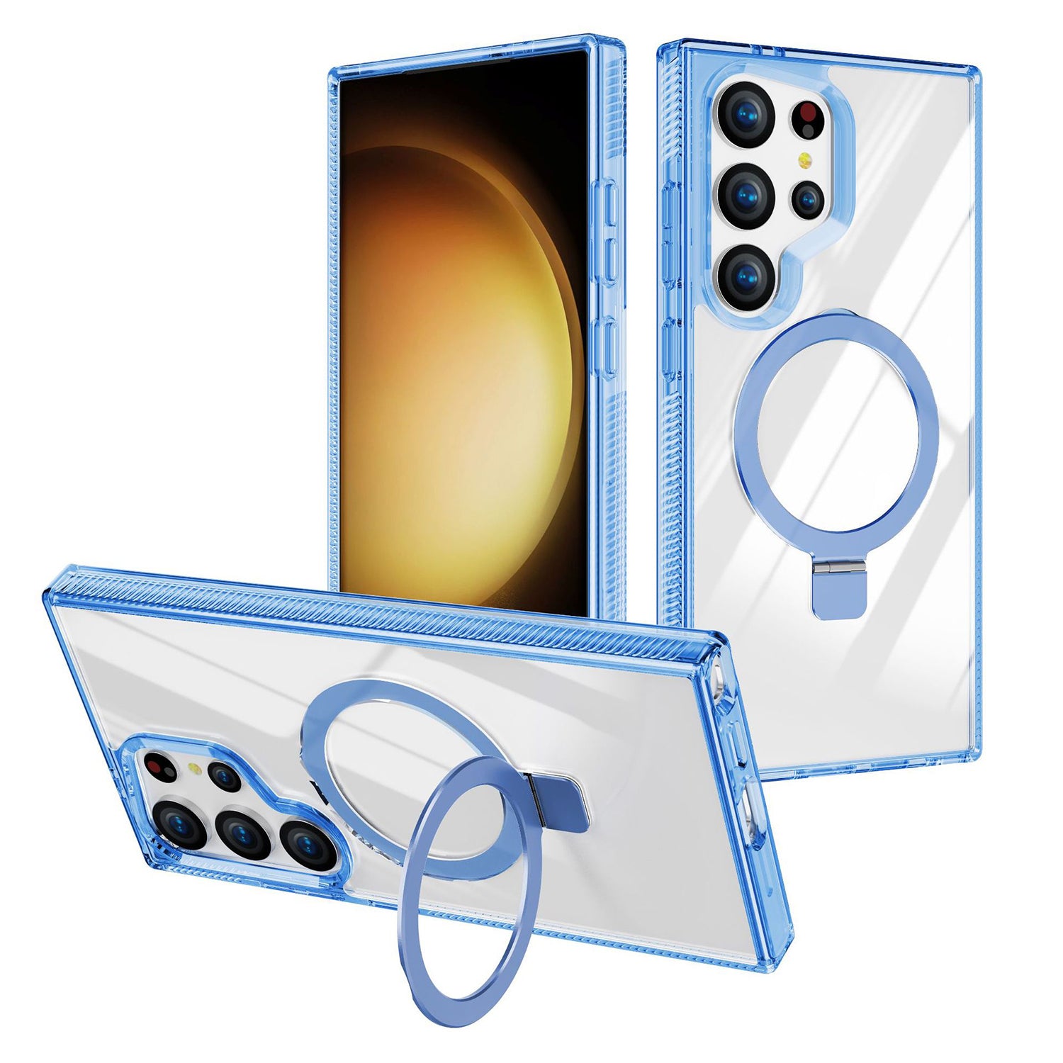 Samsung Galaxy S24 Ultra Transparent Magnetic Attraction Holder Mobile Phone Case