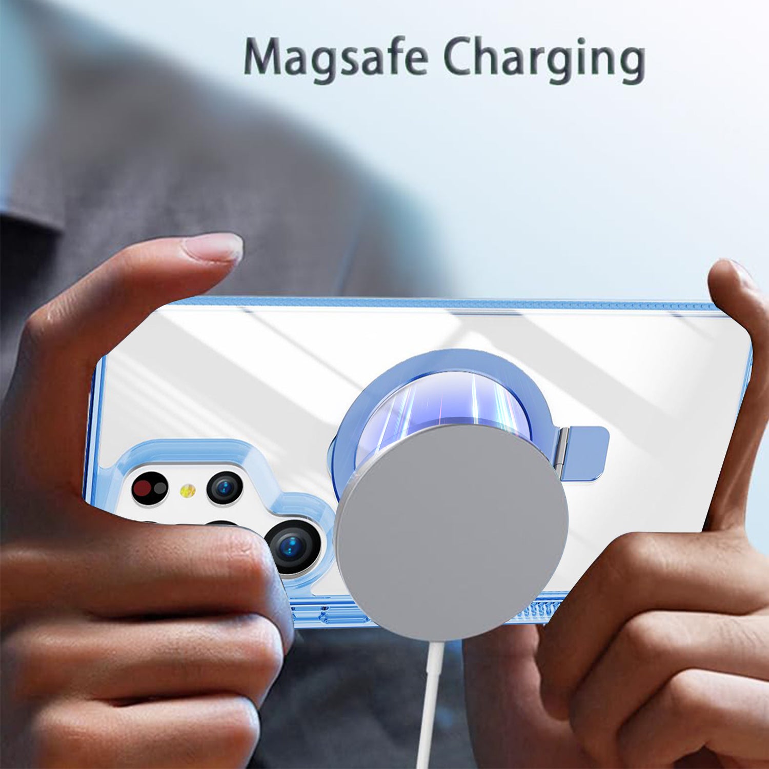 Samsung Galaxy S24 Ultra Transparent Magnetic Attraction Holder Mobile Phone Case