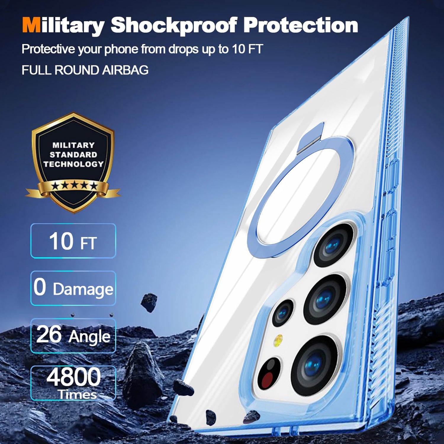 Samsung Galaxy S24 Ultra Transparent Magnetic Attraction Holder Mobile Phone Case
