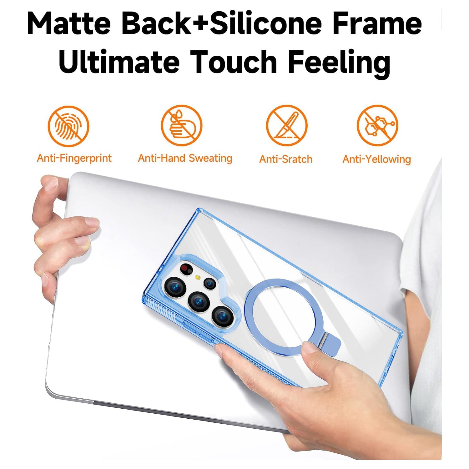 Samsung Galaxy S24 Ultra Transparent Magnetic Attraction Holder Mobile Phone Case