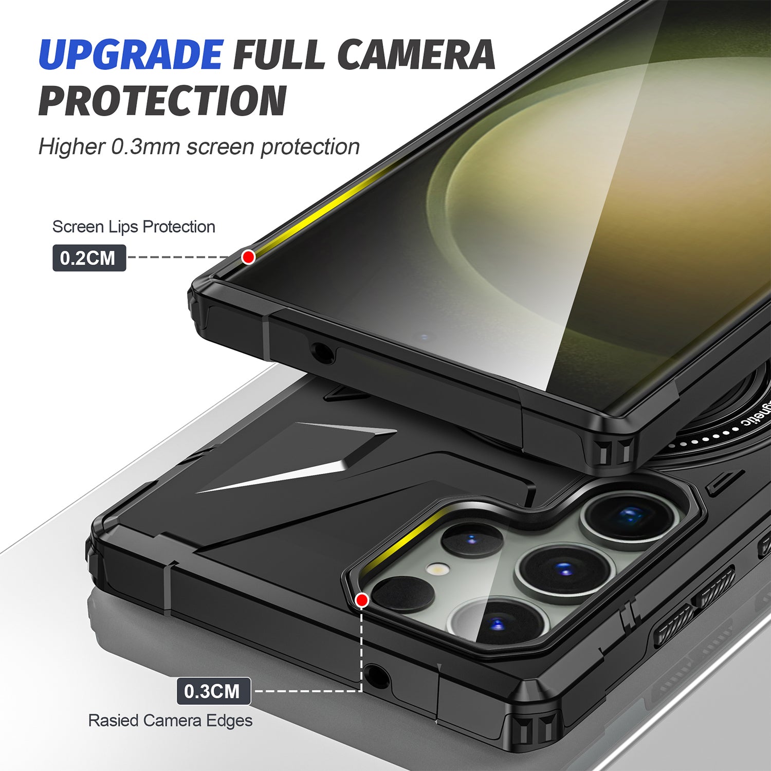 Samsung Galaxy S24 Ultra Magnetic with 360 Degree Rotating Ring Stand, Heavy Duty Phone Case