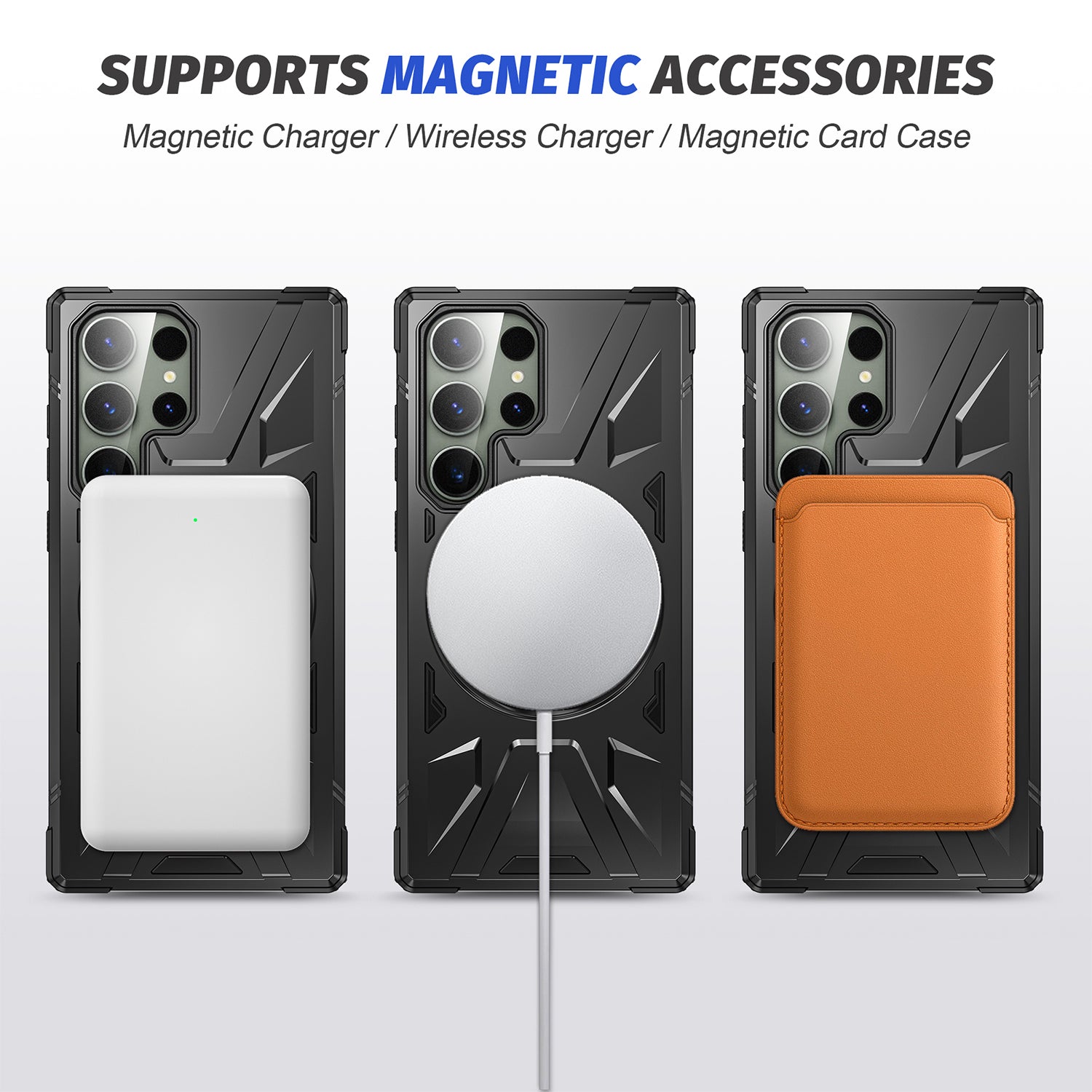 Samsung Galaxy S24 Ultra Magnetic with 360 Degree Rotating Ring Stand, Heavy Duty Phone Case