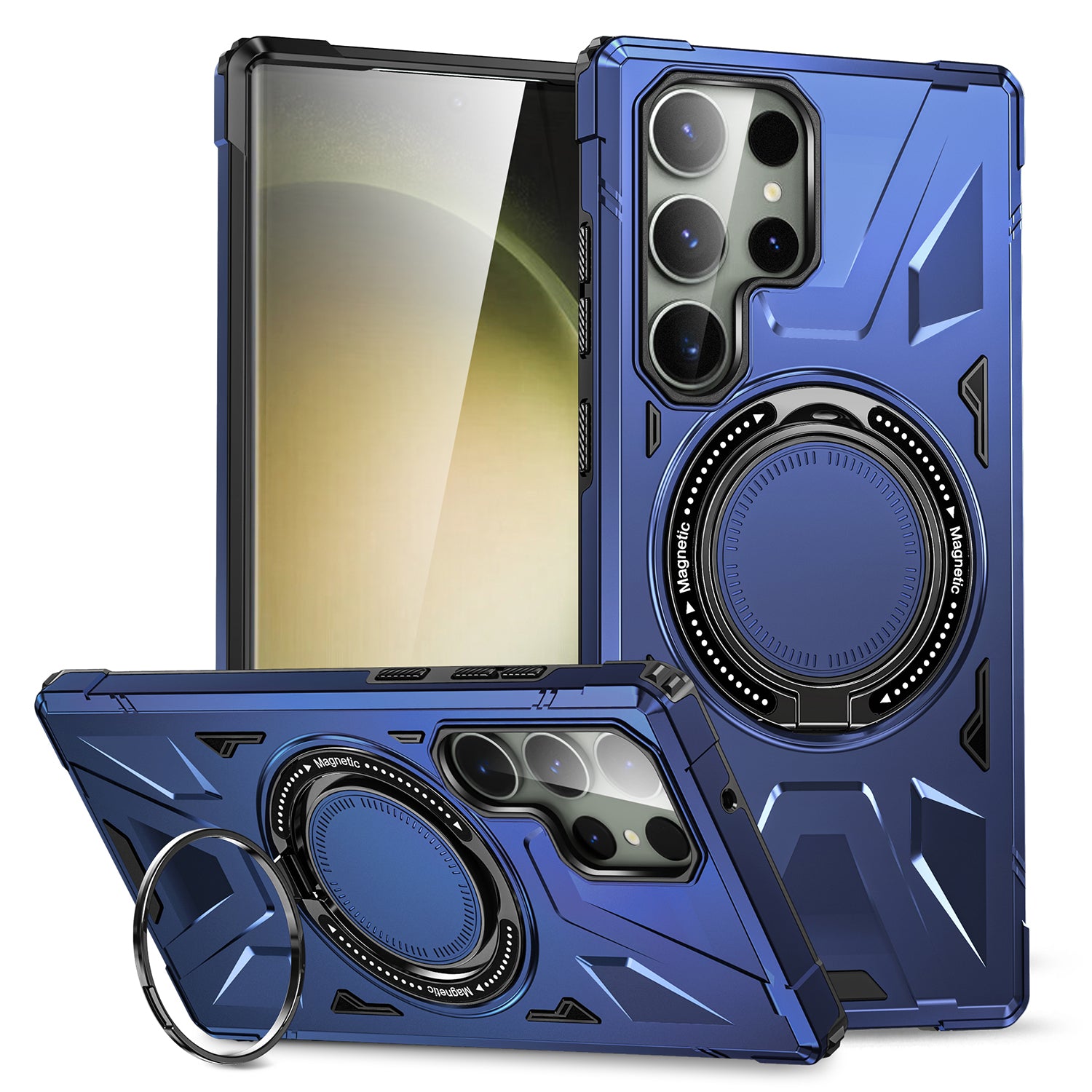 Samsung Galaxy S24 Ultra Magnetic with 360 Degree Rotating Ring Stand, Heavy Duty Phone Case
