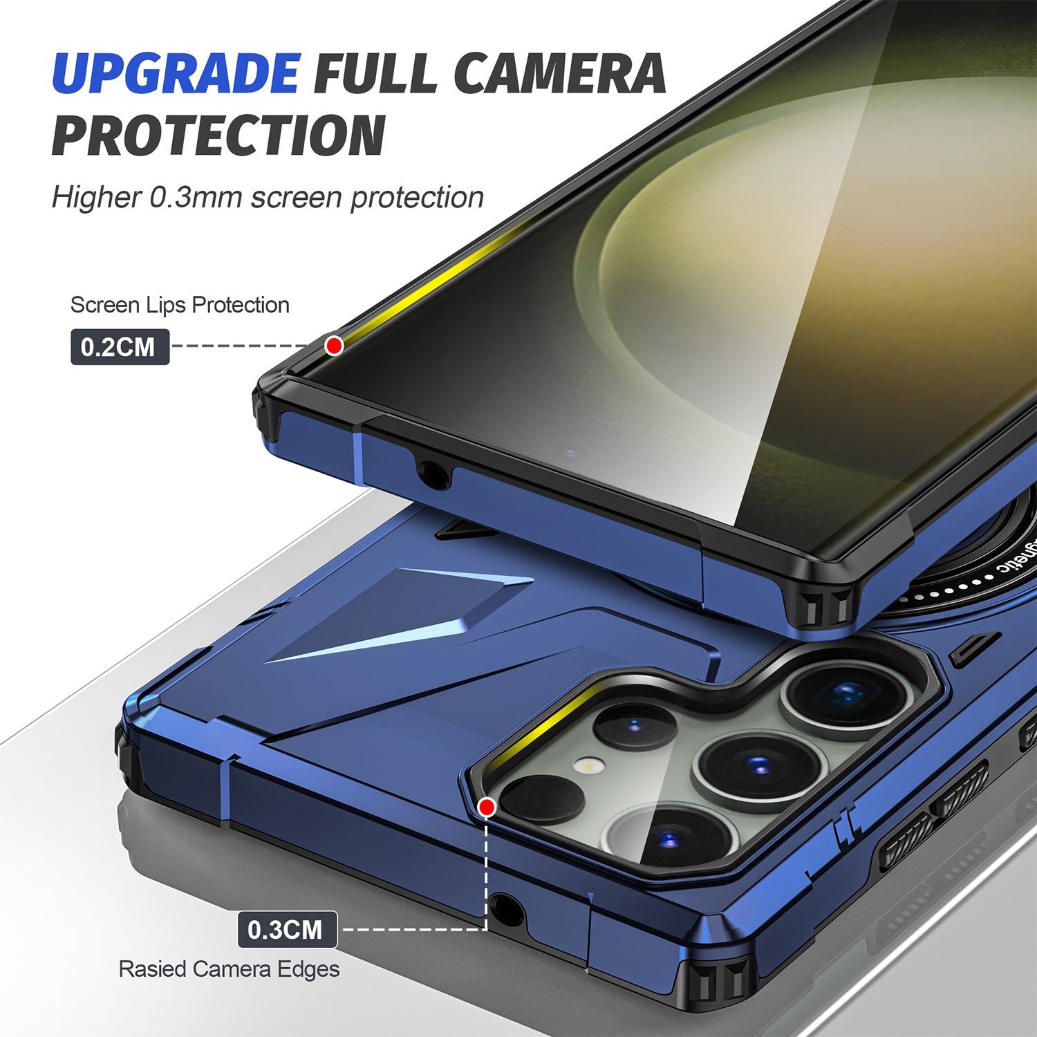 Samsung Galaxy S24 Ultra Magnetic with 360 Degree Rotating Ring Stand, Heavy Duty Phone Case