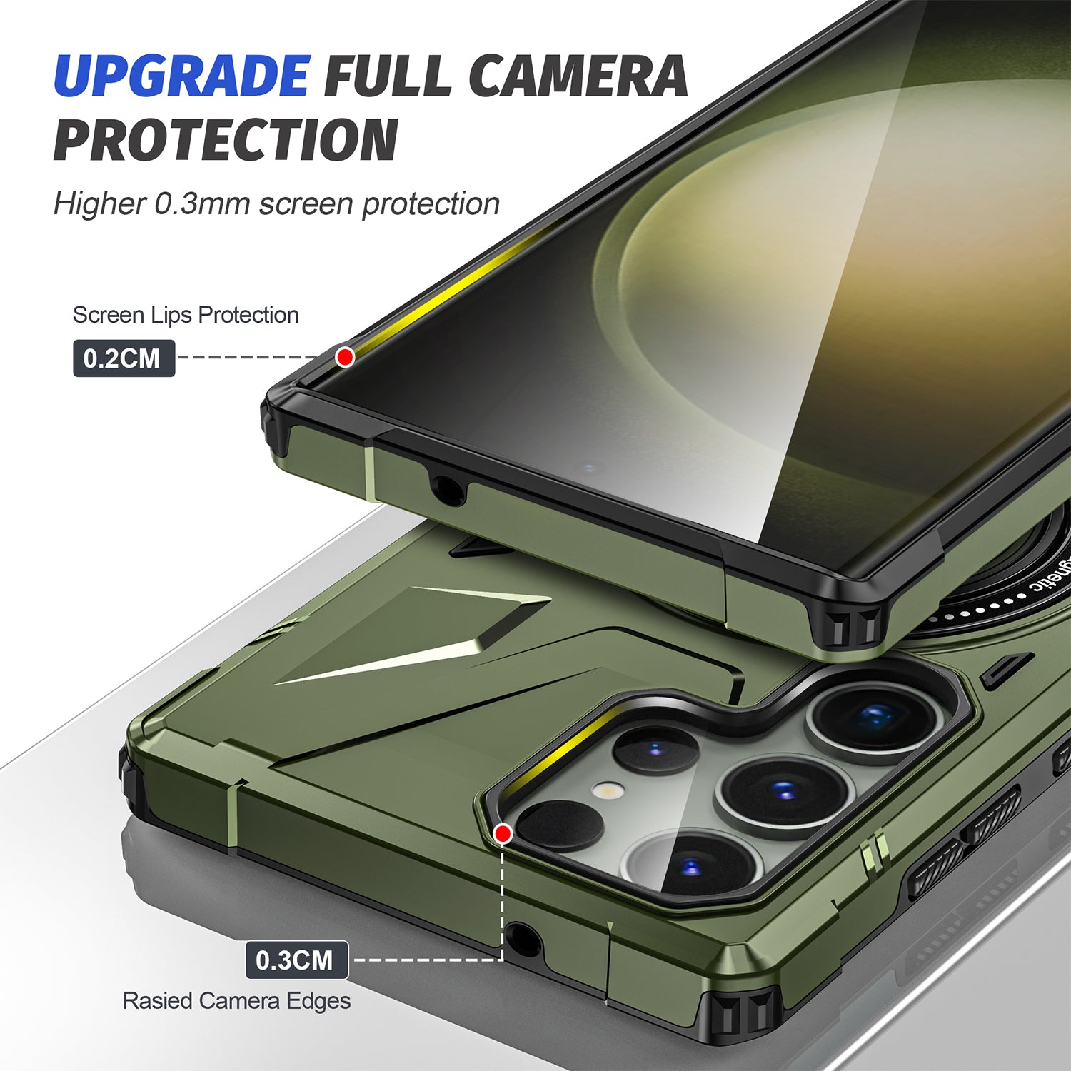 Samsung Galaxy S24 Ultra Magnetic with 360 Degree Rotating Ring Stand, Heavy Duty Phone Case