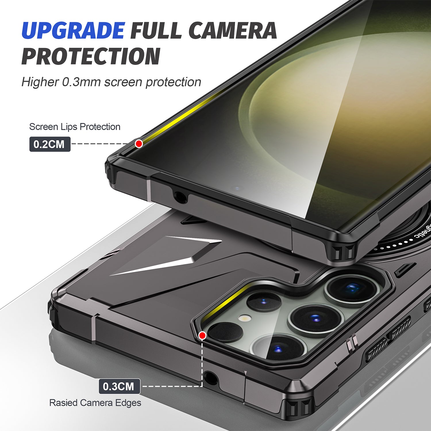 Samsung Galaxy S24 Ultra Magnetic with 360 Degree Rotating Ring Stand, Heavy Duty Phone Case