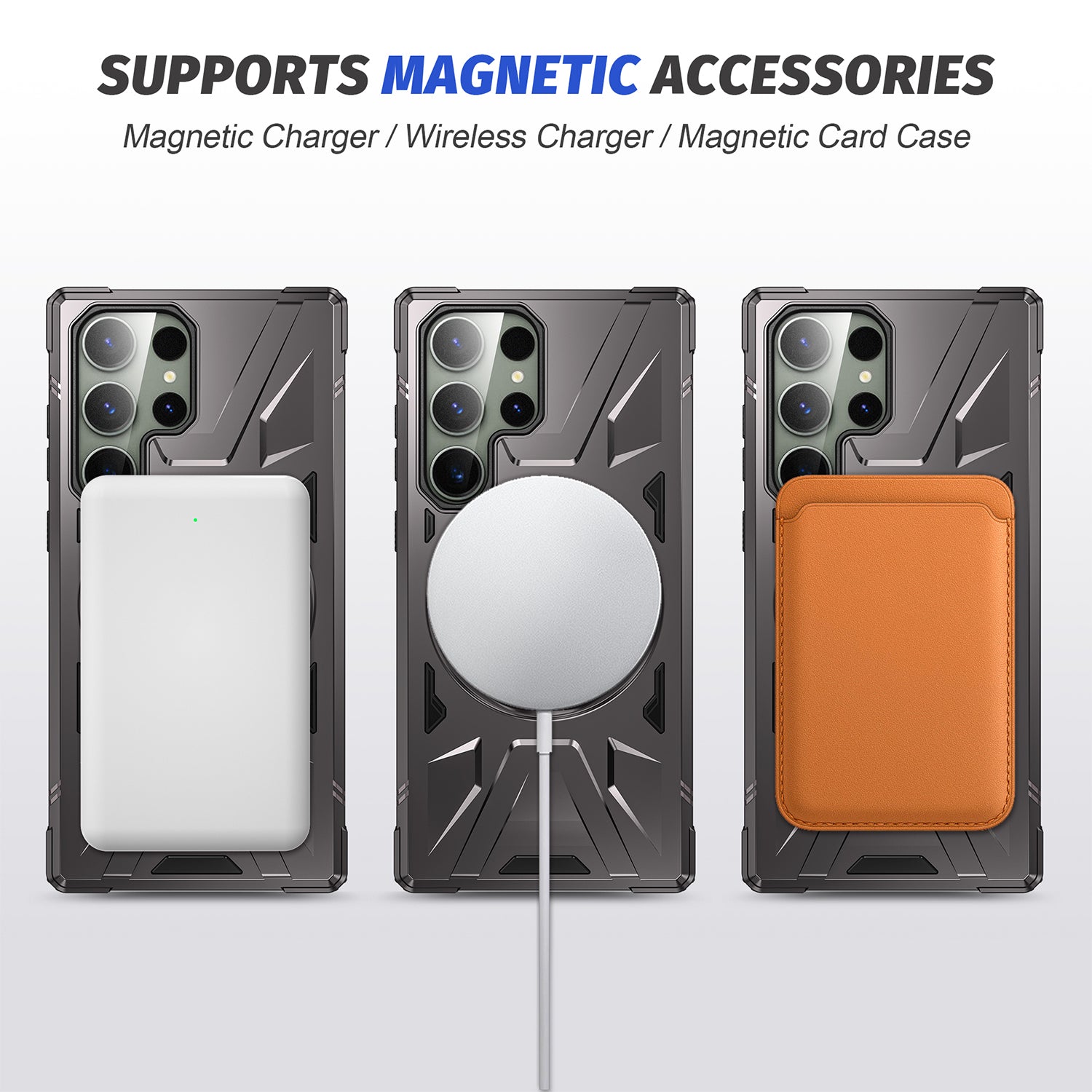 Samsung Galaxy S24 Ultra Magnetic with 360 Degree Rotating Ring Stand, Heavy Duty Phone Case