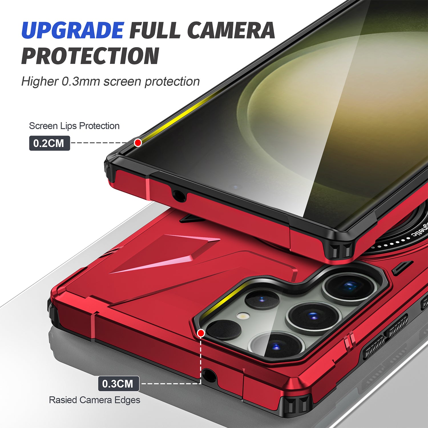 Samsung Galaxy S24 Ultra Magnetic with 360 Degree Rotating Ring Stand, Heavy Duty Phone Case
